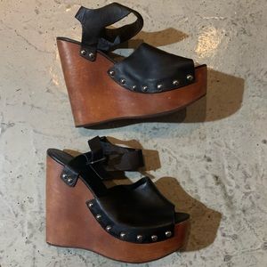 SHOE CULT Nasty Gal wooden wedge platform shoes 9